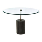 Black Marble Base Side Table with Clear Glass Top | Rany