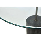 Black Marble Base Side Table with Clear Glass Top | Rany