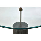 Black Marble Base Side Table with Clear Glass Top | Rany
