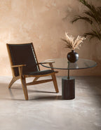 Black Marble Base Side Table with Clear Glass Top | Rany