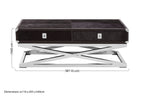 Black Hair-On-Hide Wood Top and Silver-Finished Frame Console Table with 2 Drawers, Kensington Townhouse