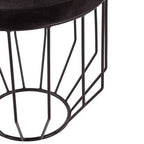 Black and Silver Hair-On-Hide Top Round Side Table with Silver Frame, Kensington Townhouse