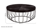 Black and Silver Hair-On-Hide Top Round Coffee Table with Black Frame, Kensington Townhouse