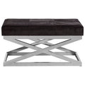 Hair on Leather Cross Base Bench | Kensington Townhouse