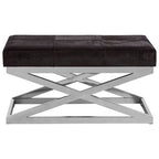 Hair on Leather Cross Base Bench | Kensington Townhouse