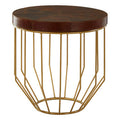 Tan Leather Top Round Side Table | Kensington Townhouse