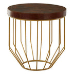 Tan Leather Top Round Side Table | Kensington Townhouse