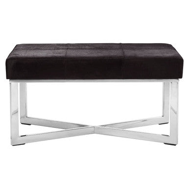 Black Hair on Leather Leather Bench | Kensington Townhouse
