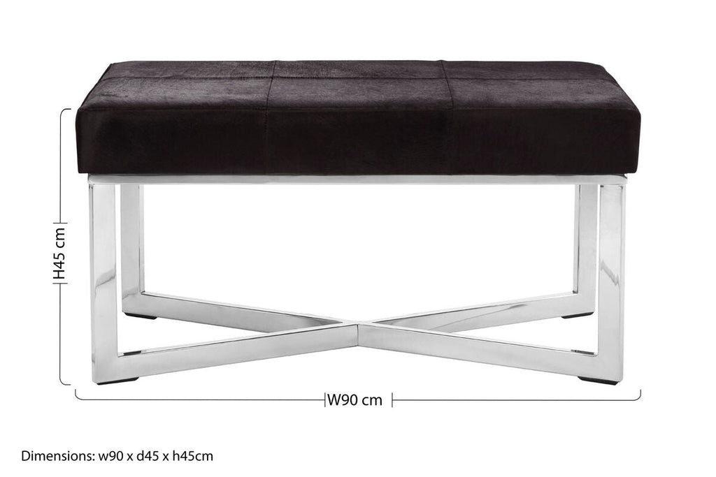 Black Hair on Leather Leather Bench | Kensington Townhouse
