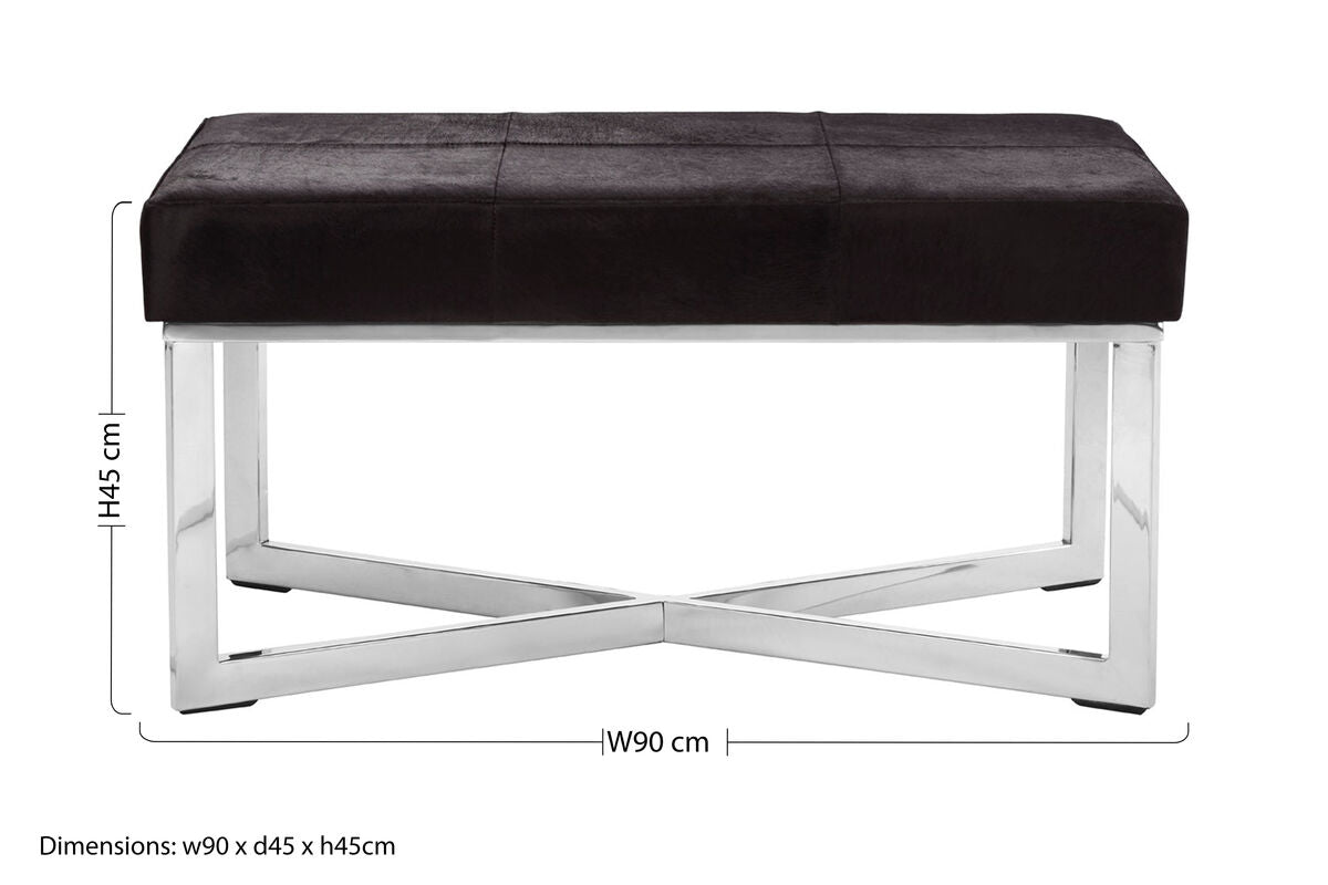 Black Hair on Leather Leather Bench | Kensington Townhouse