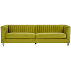3 Seater Green Velvet Sofa, Brasa
