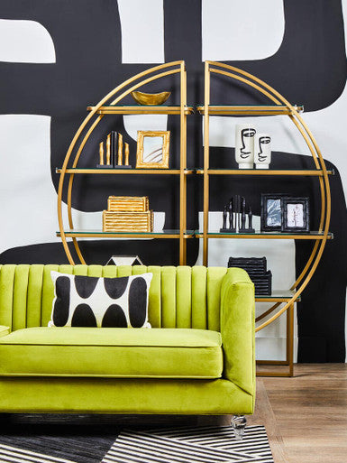 3 Seater Green Velvet Sofa, Brasa