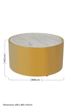 White Marble Effect Top Round Coffee Table with Gold Steel Frame | Carlox