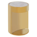 White Marble Effect Round Side Table with Gold Finish Metallic Base | Carlox