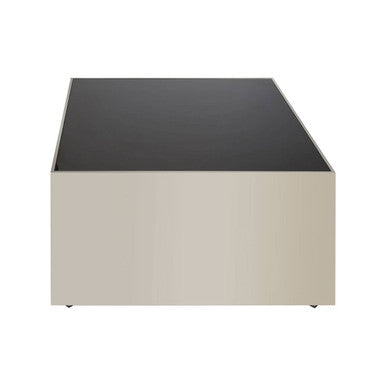 Black Tempered Glass Top Coffee Table with Silver Square Chrome Finish Frame | Carlox
