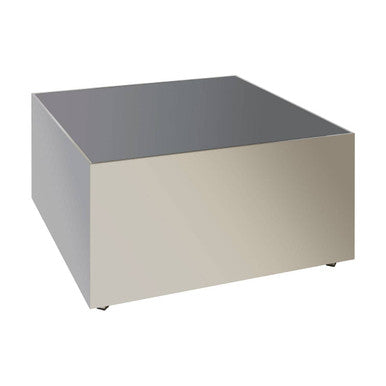 Black Tempered Glass Top Coffee Table with Silver Square Chrome Finish Frame | Carlox