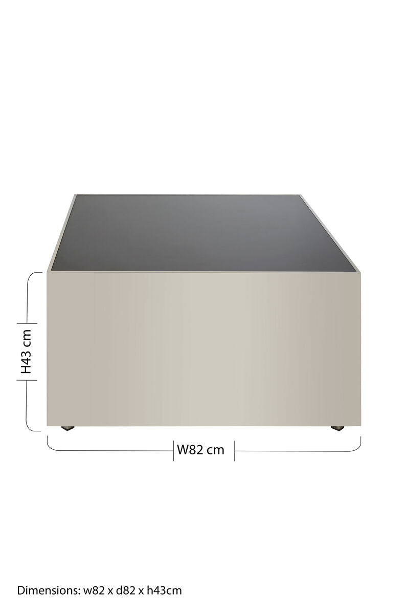 Black Tempered Glass Top Coffee Table with Silver Square Chrome Finish Frame | Carlox