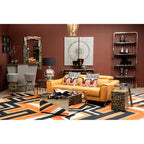 Black Tempered Glass Top Coffee Table with Silver Square Chrome Finish Frame | Carlox