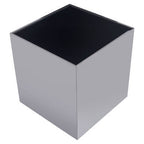 Black Tempered Glass Top Side Table with Silver Square Chrome Finish Frame | Carlox
