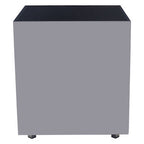 Black Tempered Glass Top Side Table with Silver Square Chrome Finish Frame | Carlox
