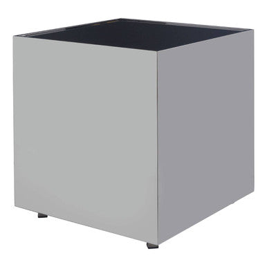Black Tempered Glass Top Side Table with Silver Square Chrome Finish Frame | Carlox