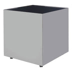 Black Tempered Glass Top Side Table with Silver Square Chrome Finish Frame | Carlox