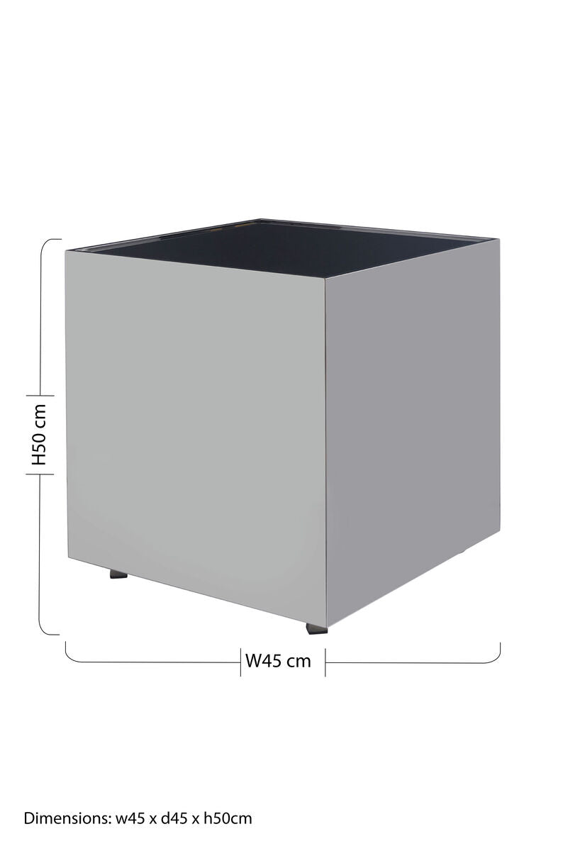 Black Tempered Glass Top Side Table with Silver Square Chrome Finish Frame | Carlox