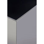 Black Tempered Glass Top Side Table with Silver Square Chrome Finish Frame | Carlox