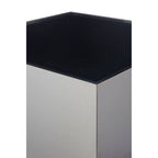 Black Tempered Glass Top Side Table with Silver Square Chrome Finish Frame | Carlox