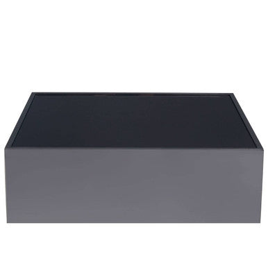 Black Tempered Glass Top Side Table with Silver Square Chrome Finish Frame | Carlox