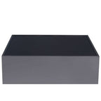 Black Tempered Glass Top Side Table with Silver Square Chrome Finish Frame | Carlox