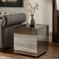 Black Tempered Glass Top Side Table with Silver Square Chrome Finish Frame | Carlox