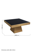 Black Tempered Glass Coffee Table with Gold Square Finish Stainless Steel Base | Carlox