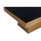 Black Tempered Glass Coffee Table with Gold Square Finish Stainless Steel Base | Carlox