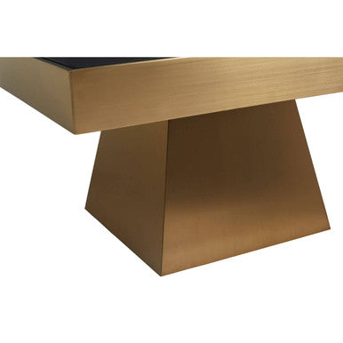 Black Tempered Glass Coffee Table with Gold Square Finish Stainless Steel Base | Carlox
