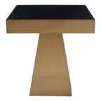 Gold Square Finish Frame Side Table with Black Tempered Glass Top | Carlox