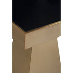 Gold Square Finish Frame Side Table with Black Tempered Glass Top | Carlox