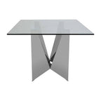 Silver Tempered Glass Top Dining Table with Silver Chrome Legs | Carlox