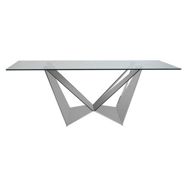 Silver Tempered Glass Top Dining Table with Silver Chrome Legs | Carlox