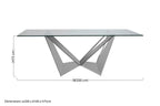 Silver Tempered Glass Top Dining Table with Silver Chrome Legs | Carlox