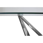 Silver Tempered Glass Top Dining Table with Silver Chrome Legs | Carlox