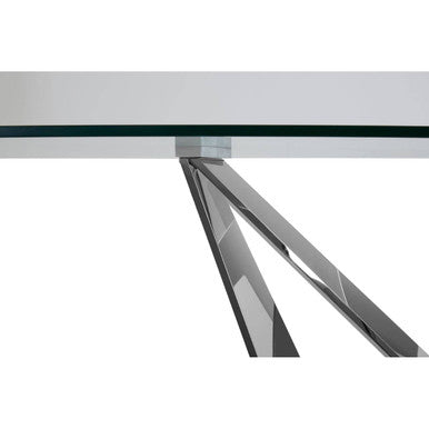 Silver Tempered Glass Top Dining Table with Silver Chrome Legs | Carlox