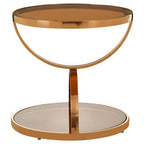 Glass Round Side Table with Gold Rose Finish | Tula