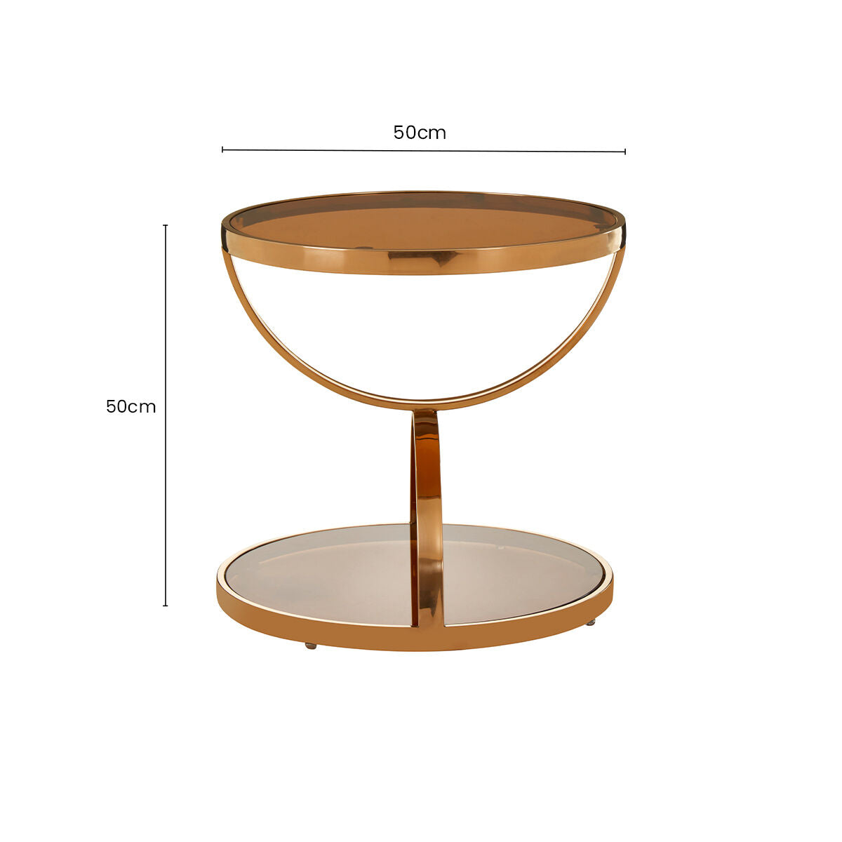 Glass Round Side Table with Gold Rose Finish | Tula