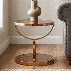 Glass Round Side Table with Gold Rose Finish | Tula