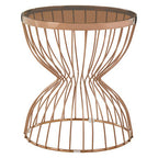 Gold Round Hourglass Base Side Table with Glass Top | Tula