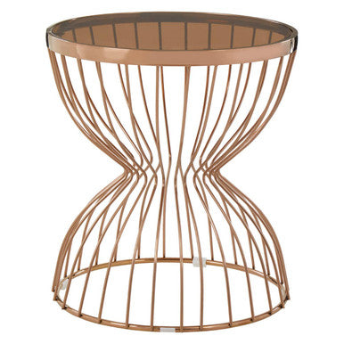 Gold Round Hourglass Base Side Table with Glass Top | Tula