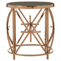 Black Glass Top Round Side Table with Rose Gold Star Stainless Steel Frame | Tula