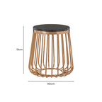 Black Marble Top Round Side Table with Gold Cage Design Metal Base | Tula