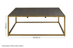 Textured Shahgreen Top and Gold Finish Square Coffee Table | Kempton